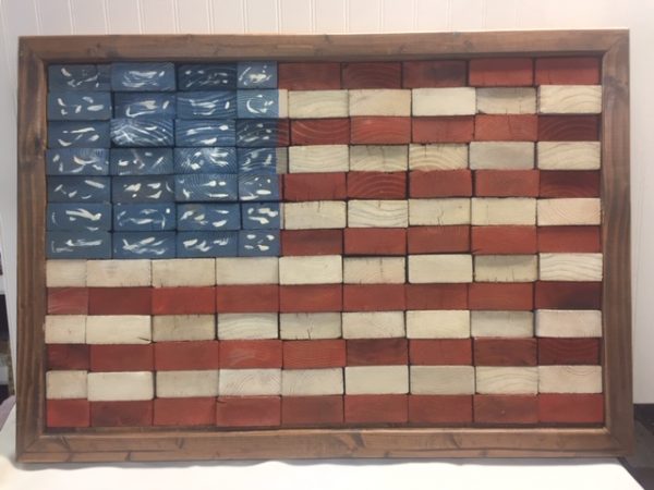 Rustic American wood flag